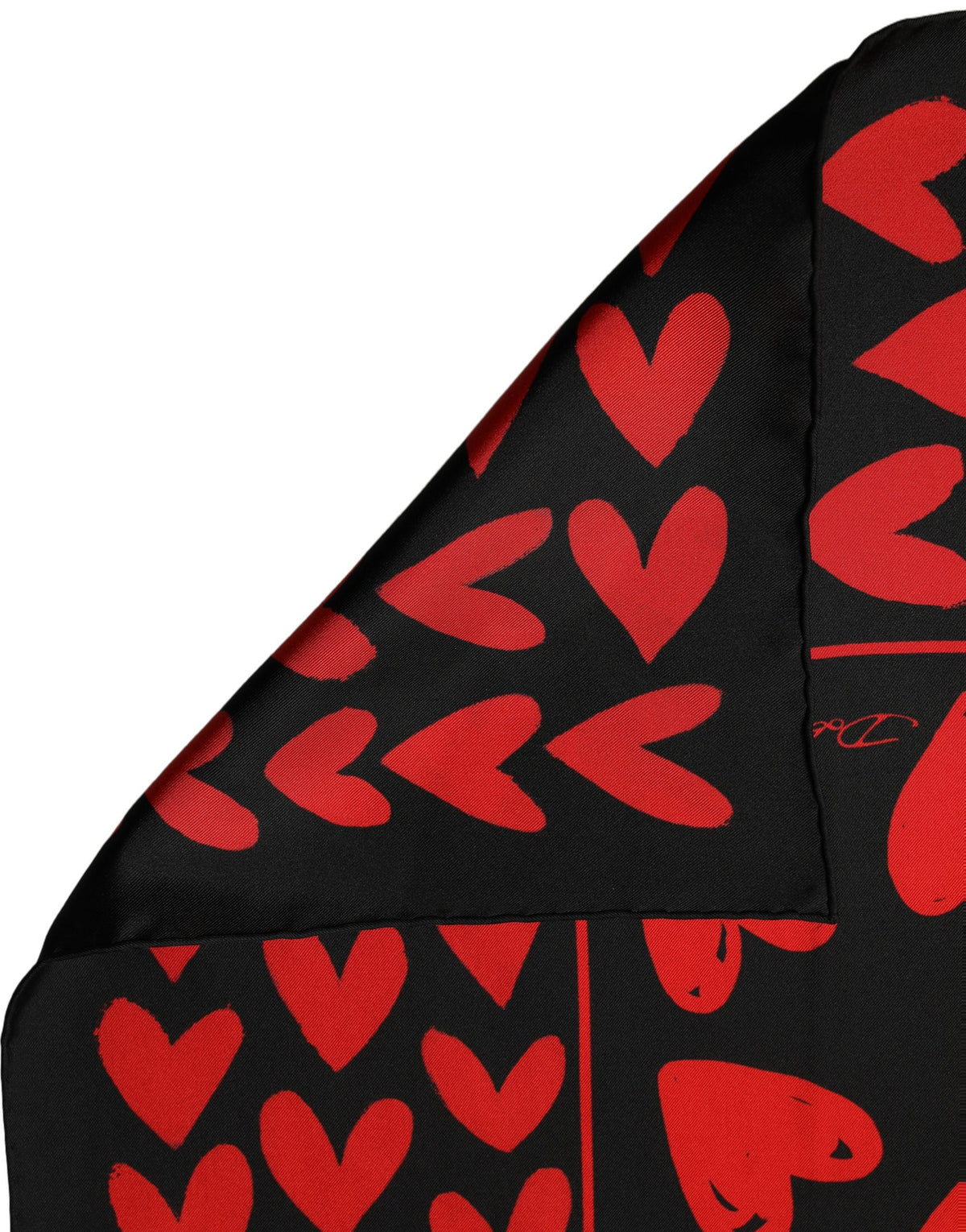 Dolce & Gabbana Dolce & Gabbana Black Red Silk Hearts Square Foulard Women's Scarf