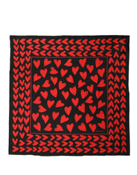 Dolce & Gabbana Dolce & Gabbana Black Red Silk Hearts Square Foulard Women's Scarf