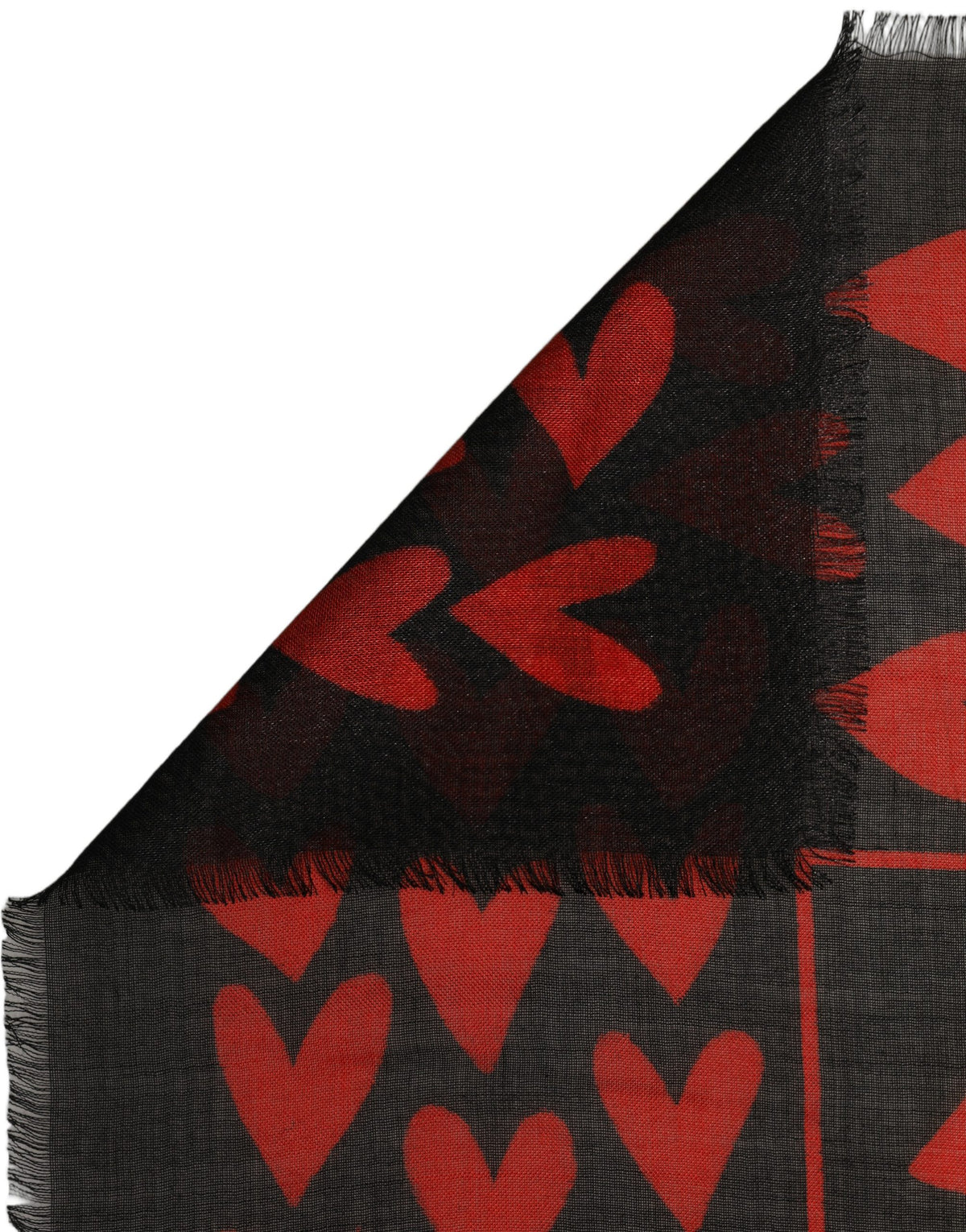 Dolce & Gabbana Dolce & Gabbana Black Red Cashmere Hearts Print Stole Women's Scarf