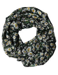 Dolce & Gabbana Dolce & Gabbana Black Floral Daisy Square Foulard Women's Scarf