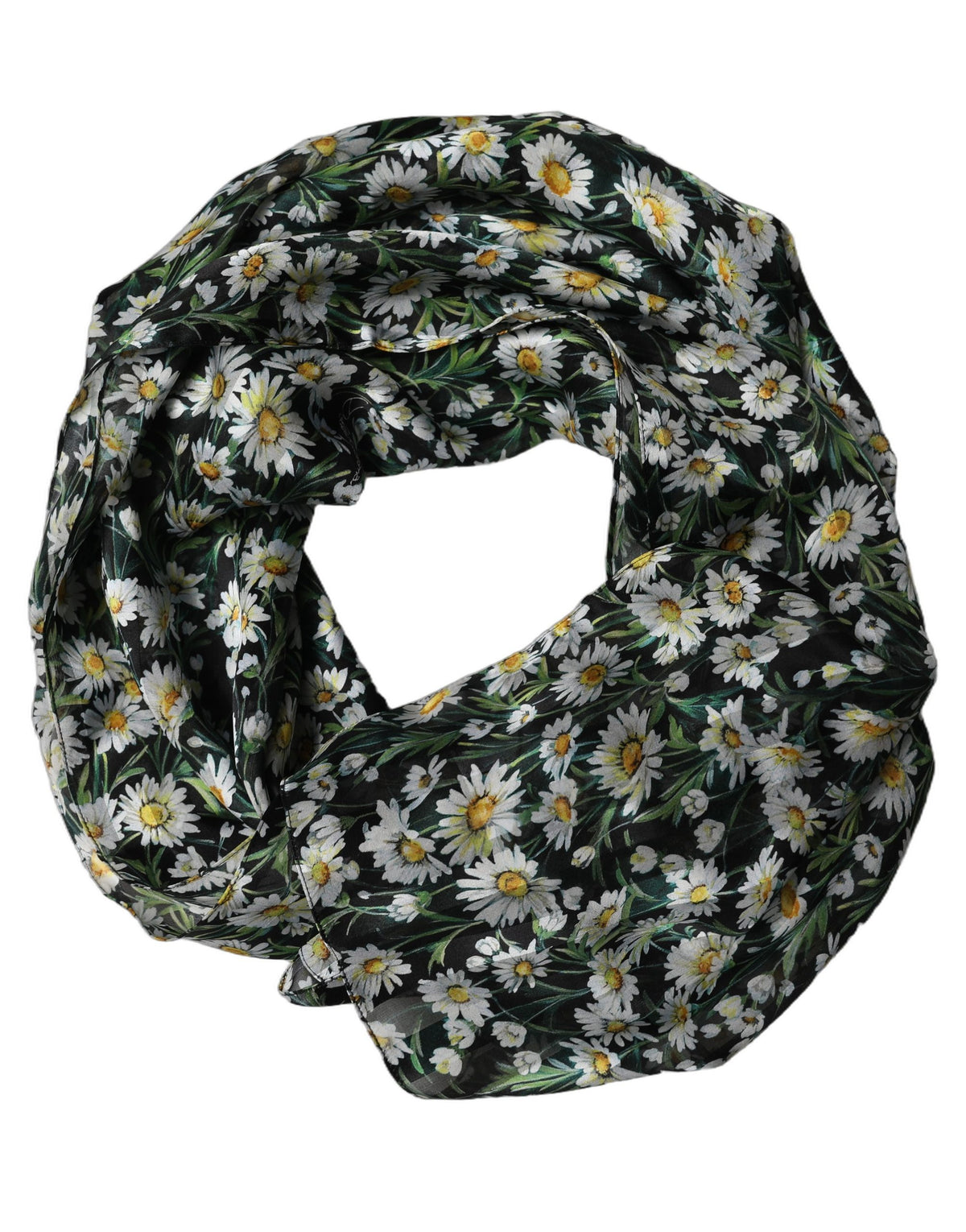 Dolce & Gabbana Dolce & Gabbana Black Floral Daisy Square Foulard Women's Scarf