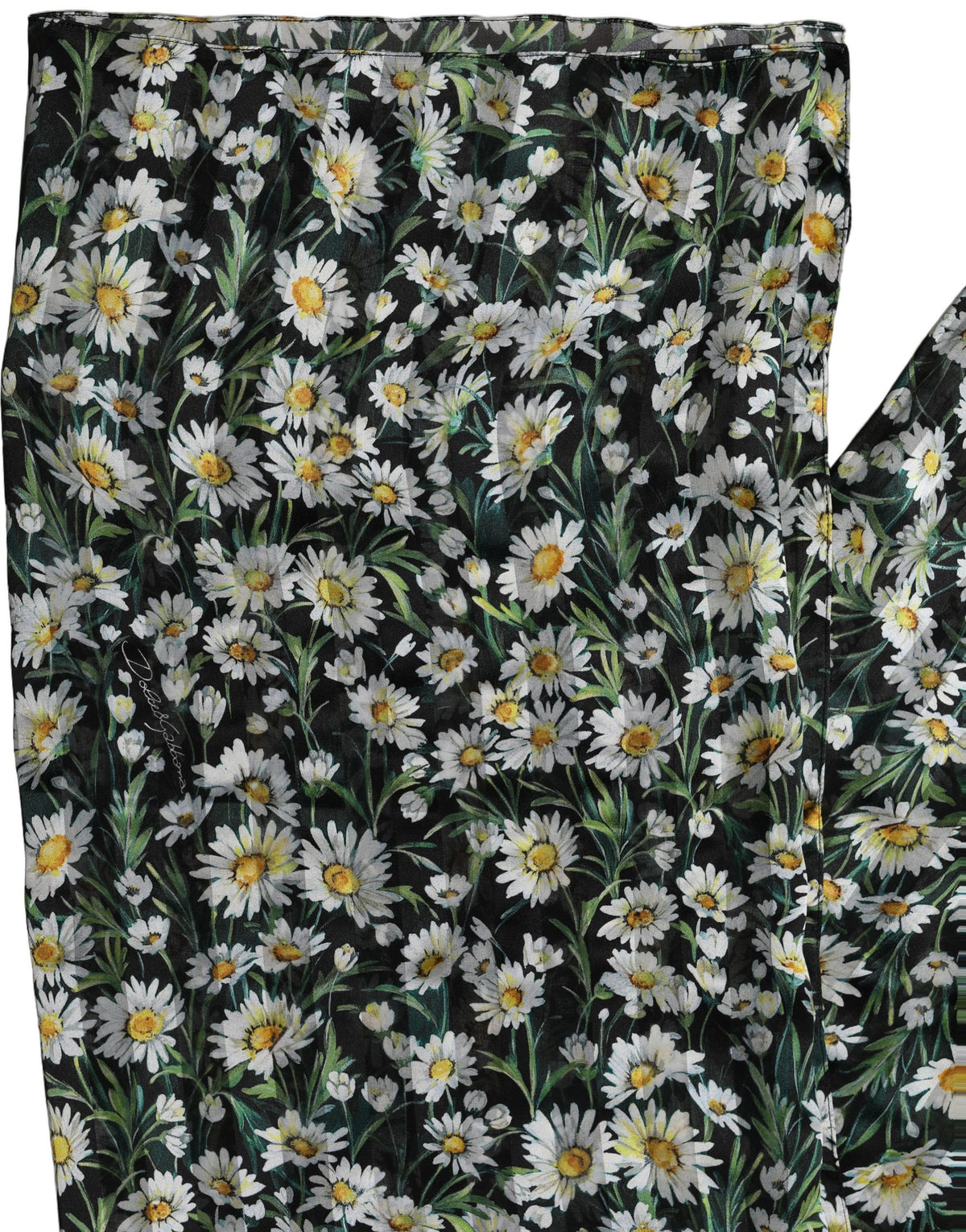 Dolce & Gabbana Dolce & Gabbana Black Floral Daisy Square Foulard Women's Scarf