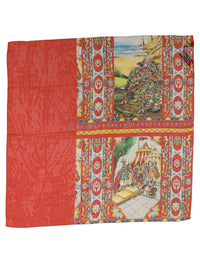 Dolce & Gabbana Dolce & Gabbana Red Silk Historical Print Foulard Women's Scarf