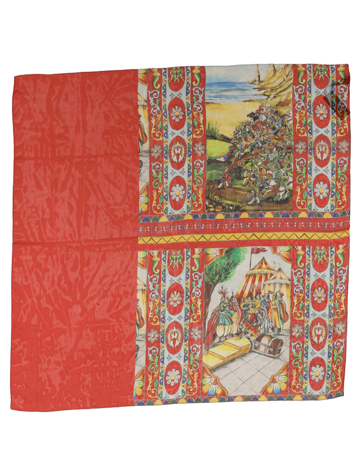 Dolce & Gabbana Dolce & Gabbana Red Silk Historical Print Foulard Women's Scarf