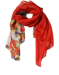 Dolce & Gabbana Dolce & Gabbana Red Silk Historical Print Foulard Women's Scarf