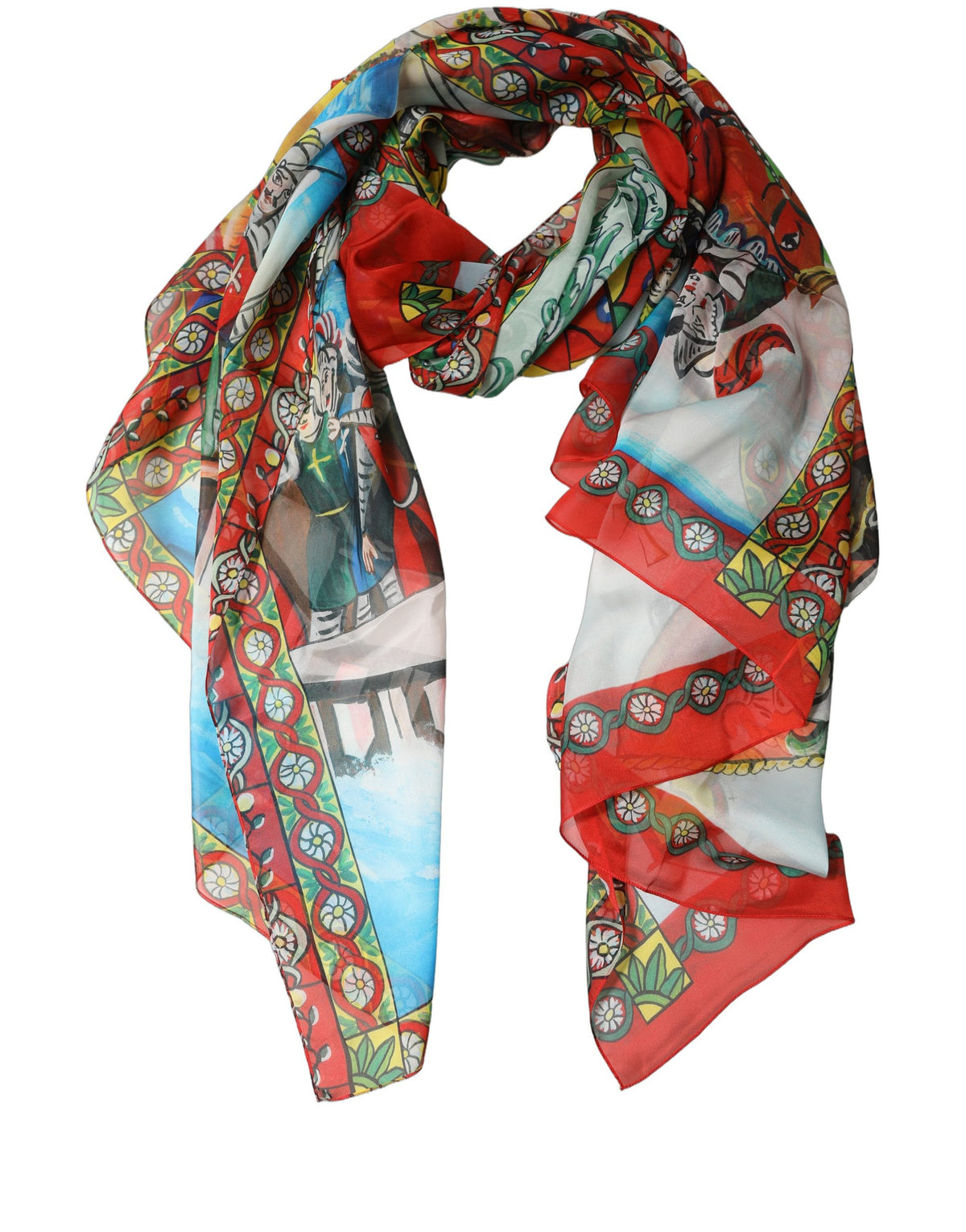 Dolce & Gabbana Dolce & Gabbana Multicolor Silk Printed Shawl Stole Women's Scarf