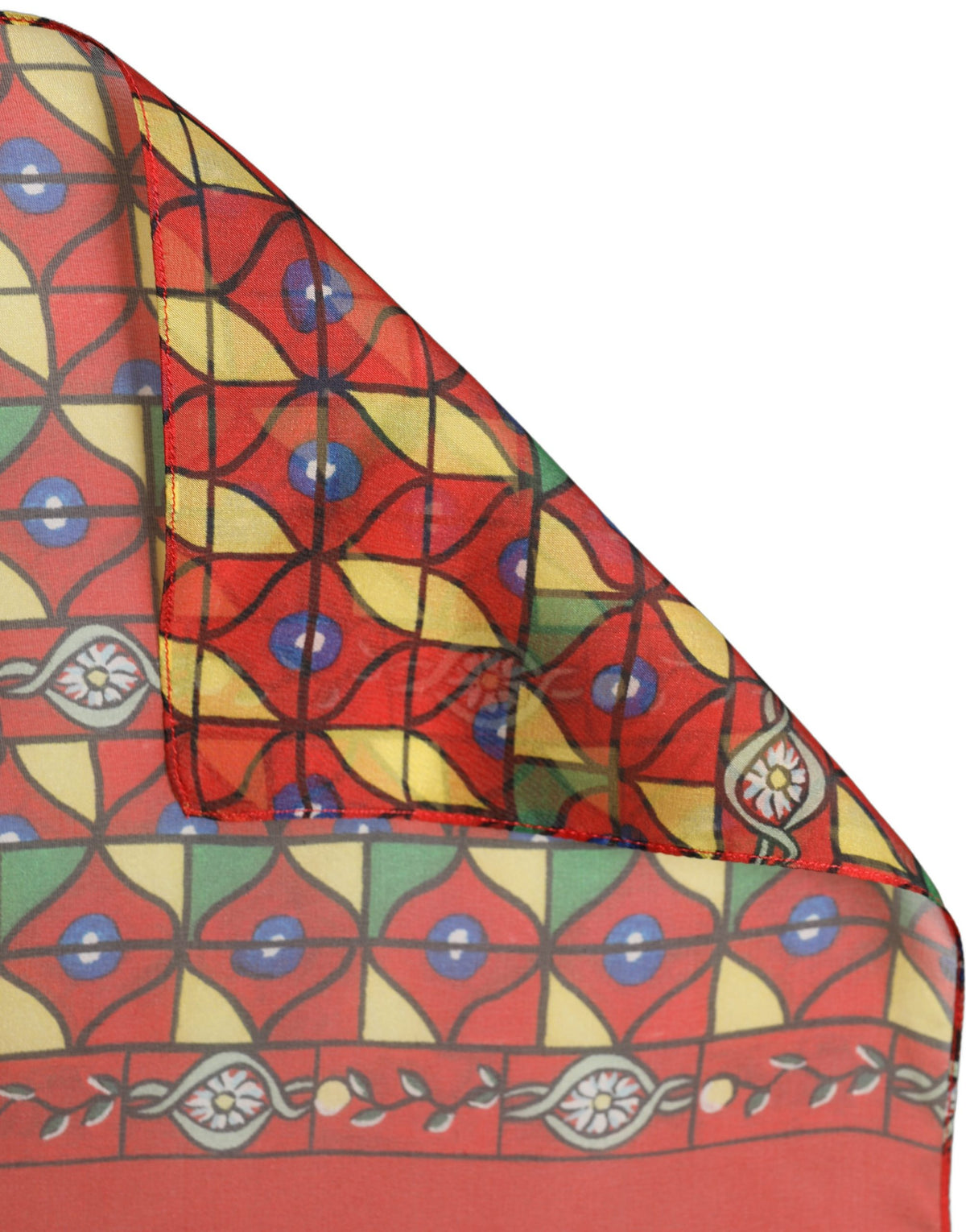 Dolce & Gabbana Dolce & Gabbana Red Silk Geometric Print Shawl Stole Women's Scarf