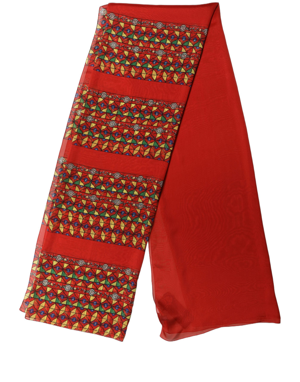 Dolce & Gabbana Dolce & Gabbana Red Silk Geometric Print Shawl Stole Women's Scarf