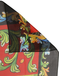 Dolce & Gabbana Dolce & Gabbana Dark Gray Silk Scenery Print Foulard Women's Scarf