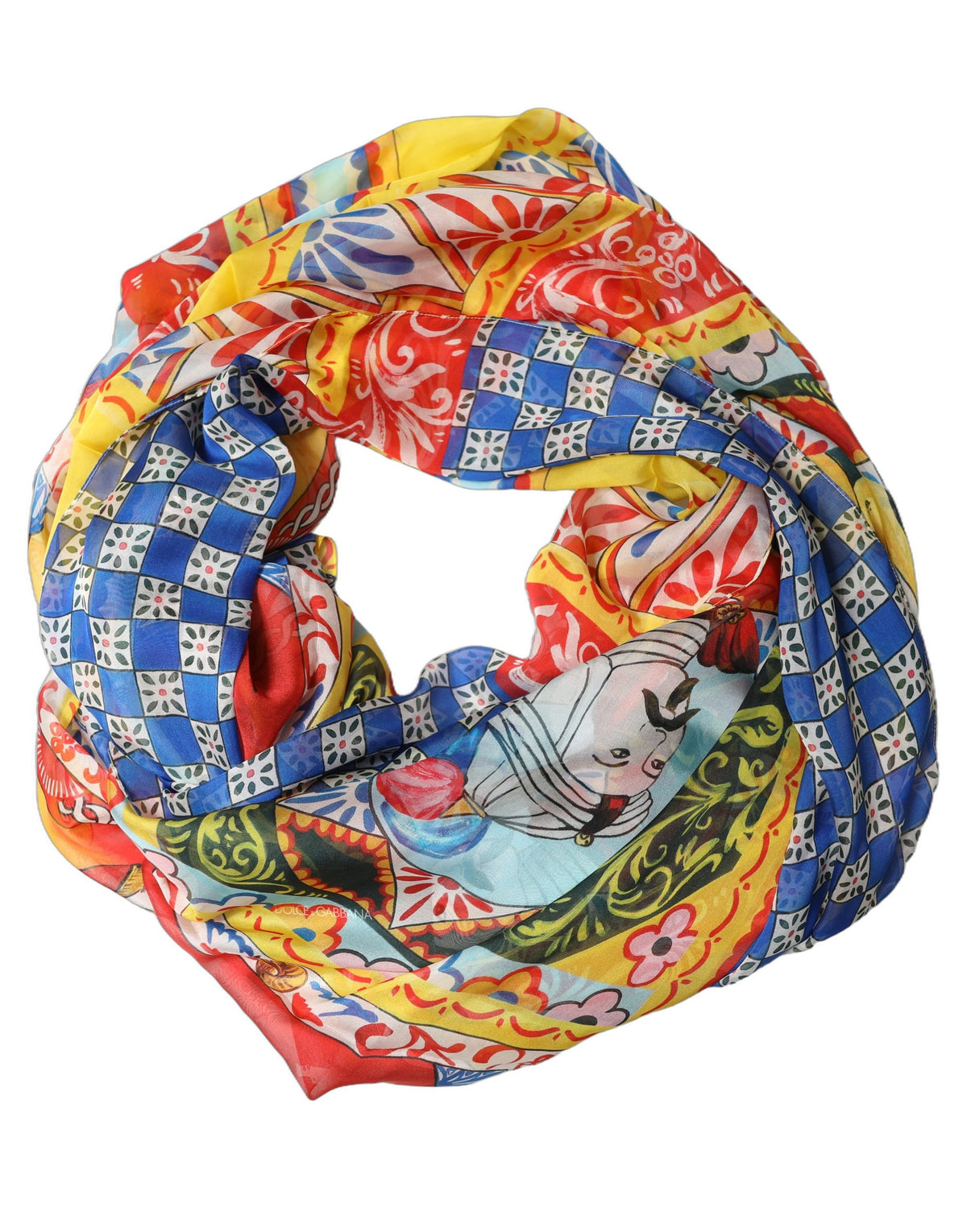Dolce & Gabbana Dolce & Gabbana Multicolor Silk Carretto Shawl Stole Women's Scarf