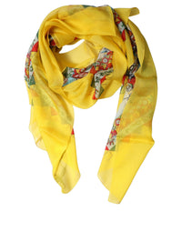 Dolce & Gabbana Dolce & Gabbana Yellow Silk Printed Shawl Stole Women's Scarf