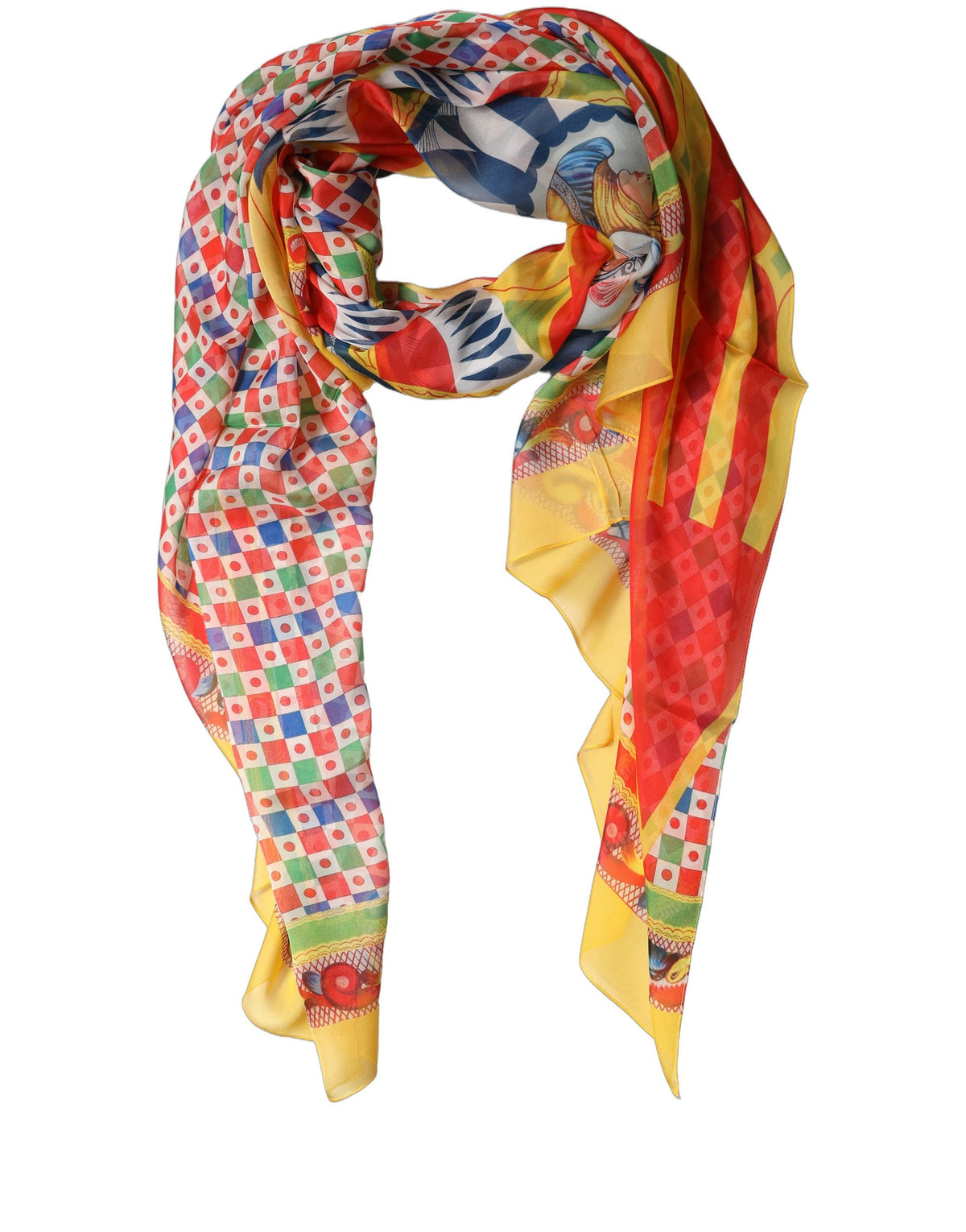 Dolce & Gabbana Dolce & Gabbana Multicolor Silk Carretto Print Stole Women's Scarf