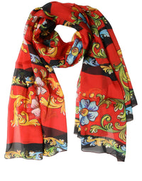 Dolce & Gabbana Dolce & Gabbana Multicolor Floral Silk Shawl Stole Women's Scarf