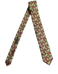 Dolce & Gabbana Dolce & Gabbana Maroon Silk Cactus Floral Adjustable Men'sd Men NeckMen's Men's Tie