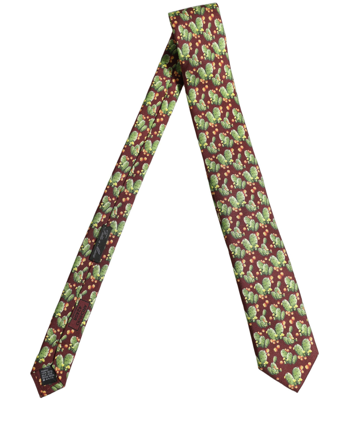 Dolce & Gabbana Dolce & Gabbana Maroon Silk Cactus Floral Adjustable Men'sd Men NeckMen's Men's Tie