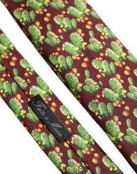 Dolce & Gabbana Dolce & Gabbana Maroon Silk Cactus Floral Adjustable Men'sd Men NeckMen's Men's Tie