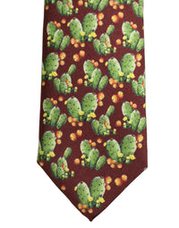 Dolce & Gabbana Dolce & Gabbana Maroon Silk Cactus Floral Adjustable Men'sd Men NeckMen's Men's Tie