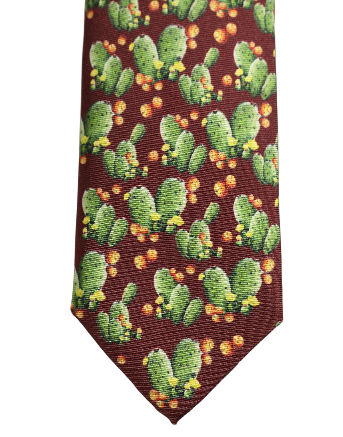 Dolce & Gabbana Dolce & Gabbana Maroon Silk Cactus Floral Adjustable Men'sd Men NeckMen's Men's Tie