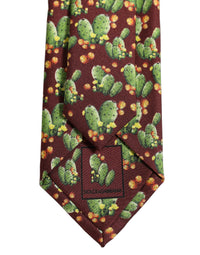 Dolce & Gabbana Dolce & Gabbana Maroon Silk Cactus Floral Adjustable Men'sd Men NeckMen's Men's Tie
