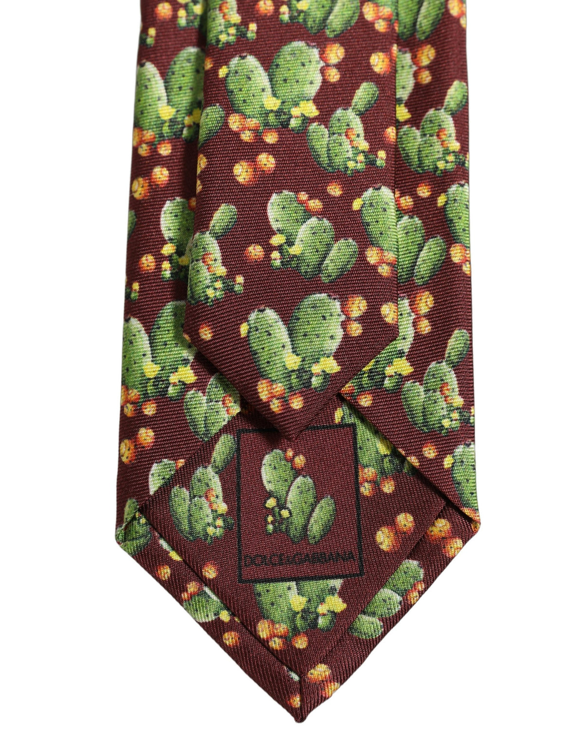 Dolce & Gabbana Dolce & Gabbana Maroon Silk Cactus Floral Adjustable Men'sd Men NeckMen's Men's Tie