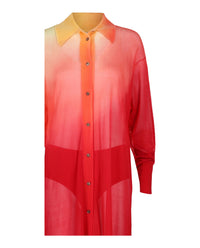 Ferragamo Womens Degrade Silk-Blend Midi Shirt Dress