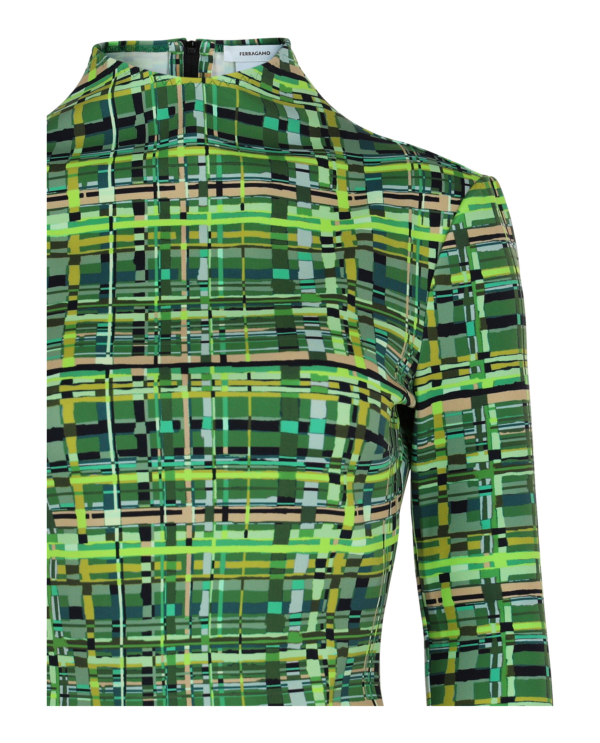 Ferragamo Ferragamo Womens Long-Sleeved Checkered Silk Shirt