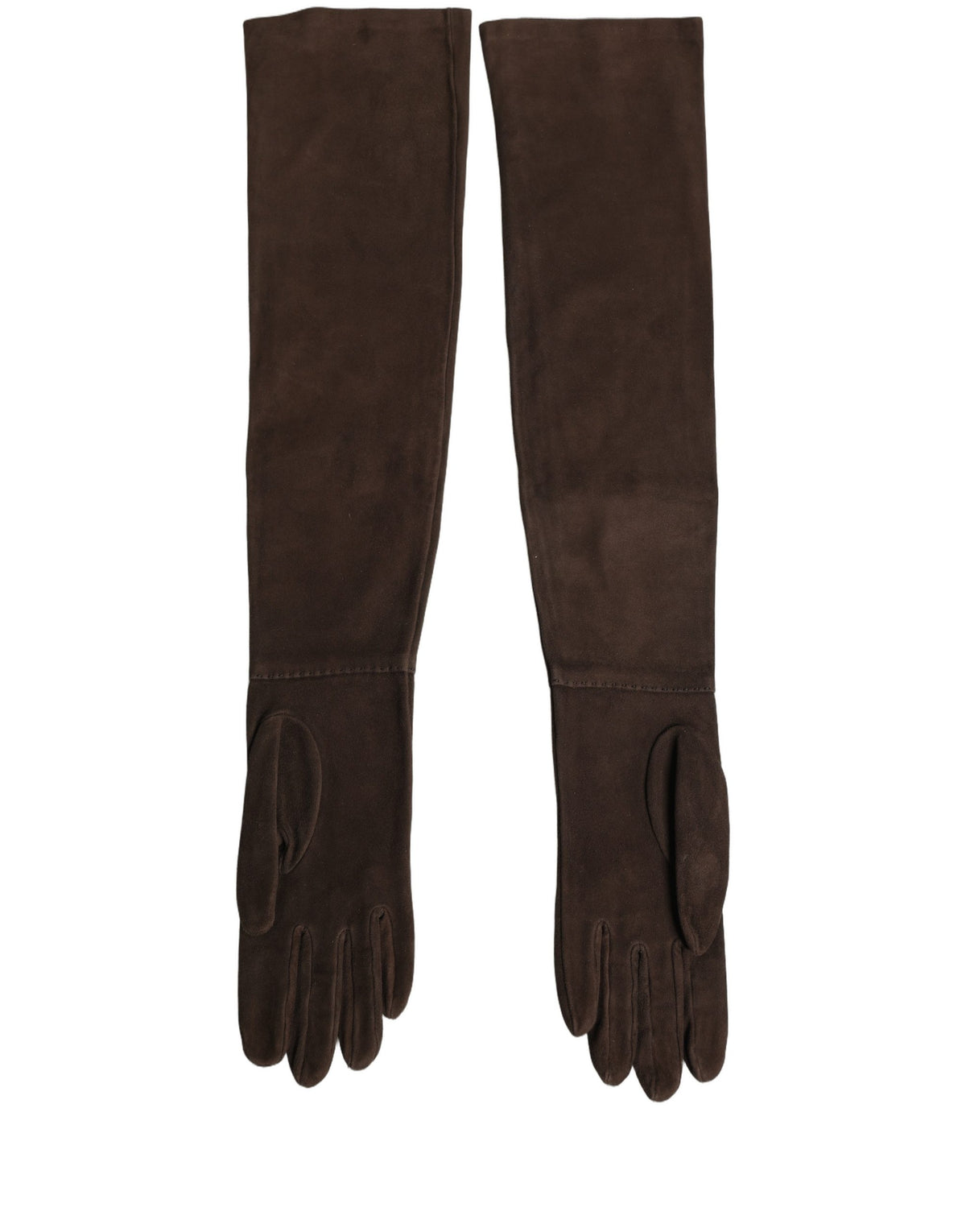 Dolce & Gabbana Dolce & Gabbana Brown Genuine Leather Suede Elbow Length Women's Gloves