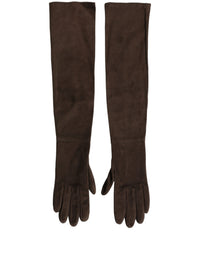 Dolce & Gabbana Dolce & Gabbana Brown Genuine Leather Suede Elbow Length Women's Gloves