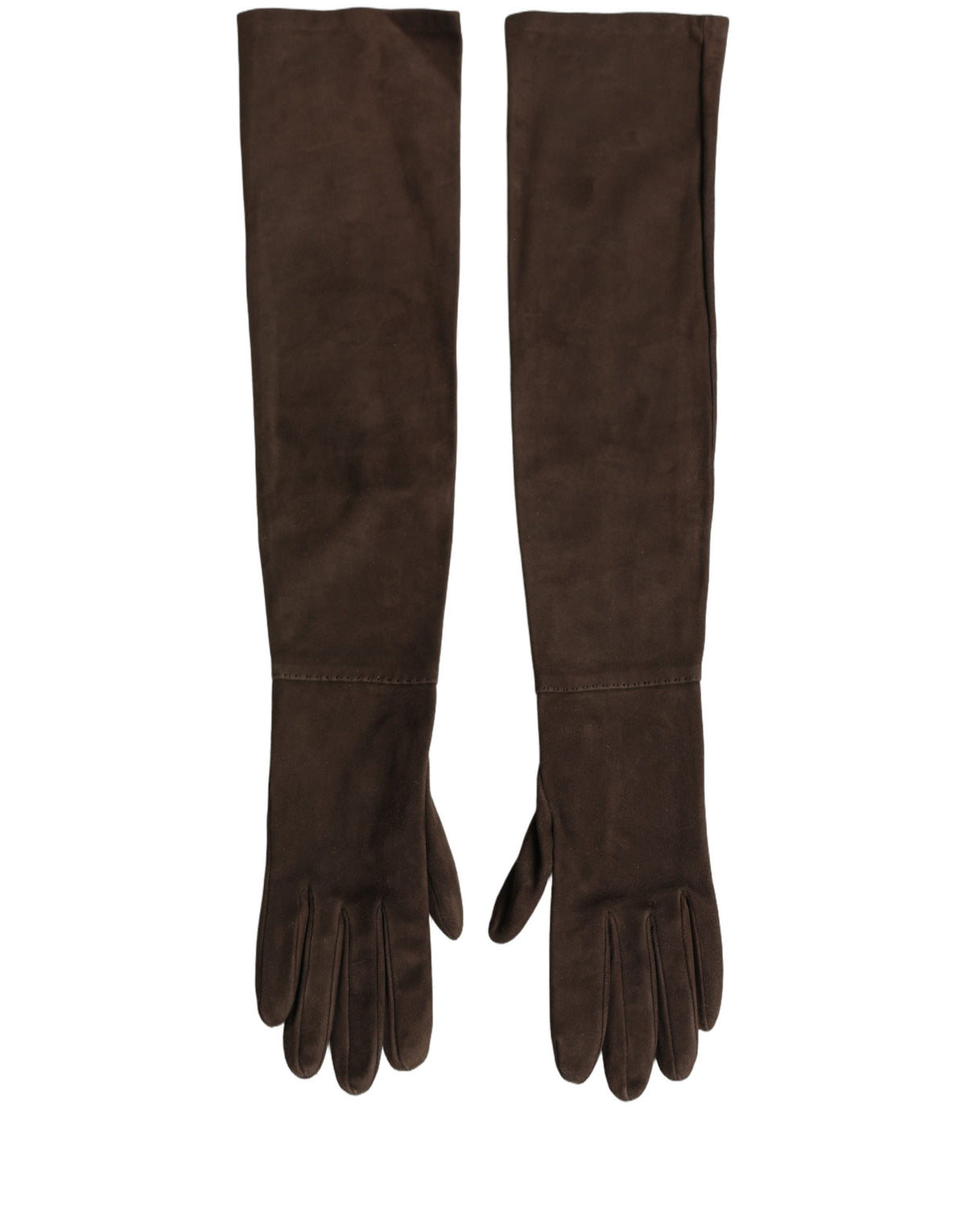 Dolce & Gabbana Dolce & Gabbana Brown Genuine Leather Suede Elbow Length Women's Gloves