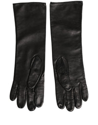 Dolce & Gabbana Dolce & Gabbana Black Genuine Leather Embossed DG Logo Women's Gloves