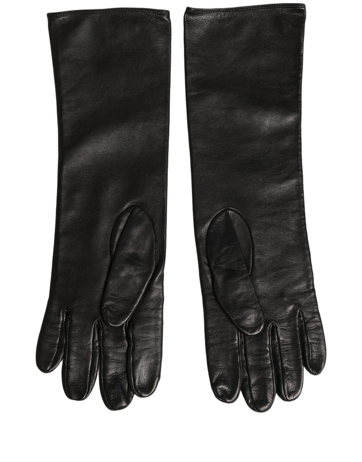 Dolce & Gabbana Dolce & Gabbana Black Genuine Leather Embossed DG Logo Women's Gloves