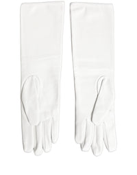 Dolce & Gabbana Dolce & Gabbana White Genuine Leather Embossed DG Logo Women's Gloves