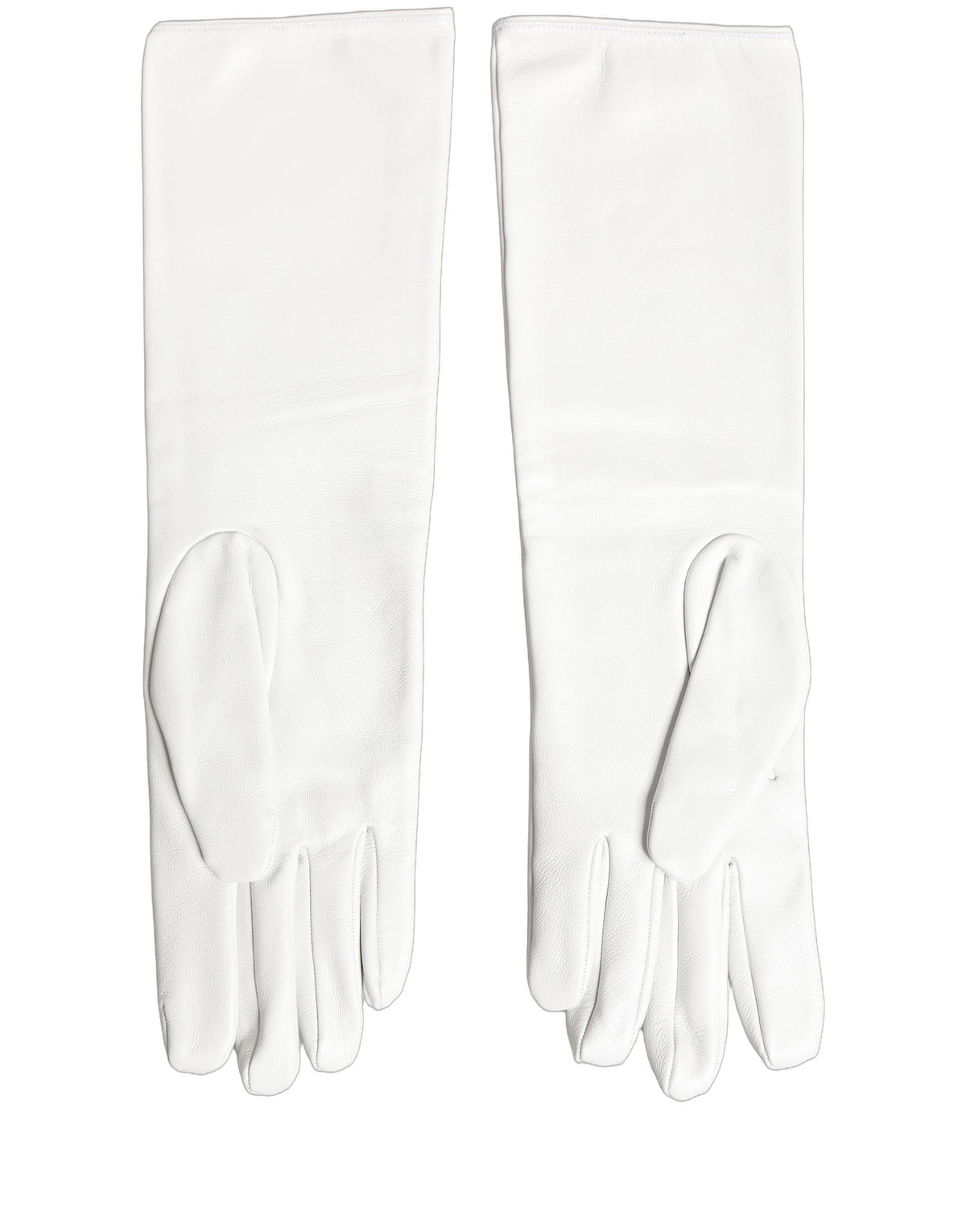Dolce & Gabbana Dolce & Gabbana White Genuine Leather Embossed DG Logo Women's Gloves