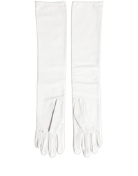Dolce & Gabbana Dolce & Gabbana White Genuine Leather Embossed DG Logo Women's Gloves