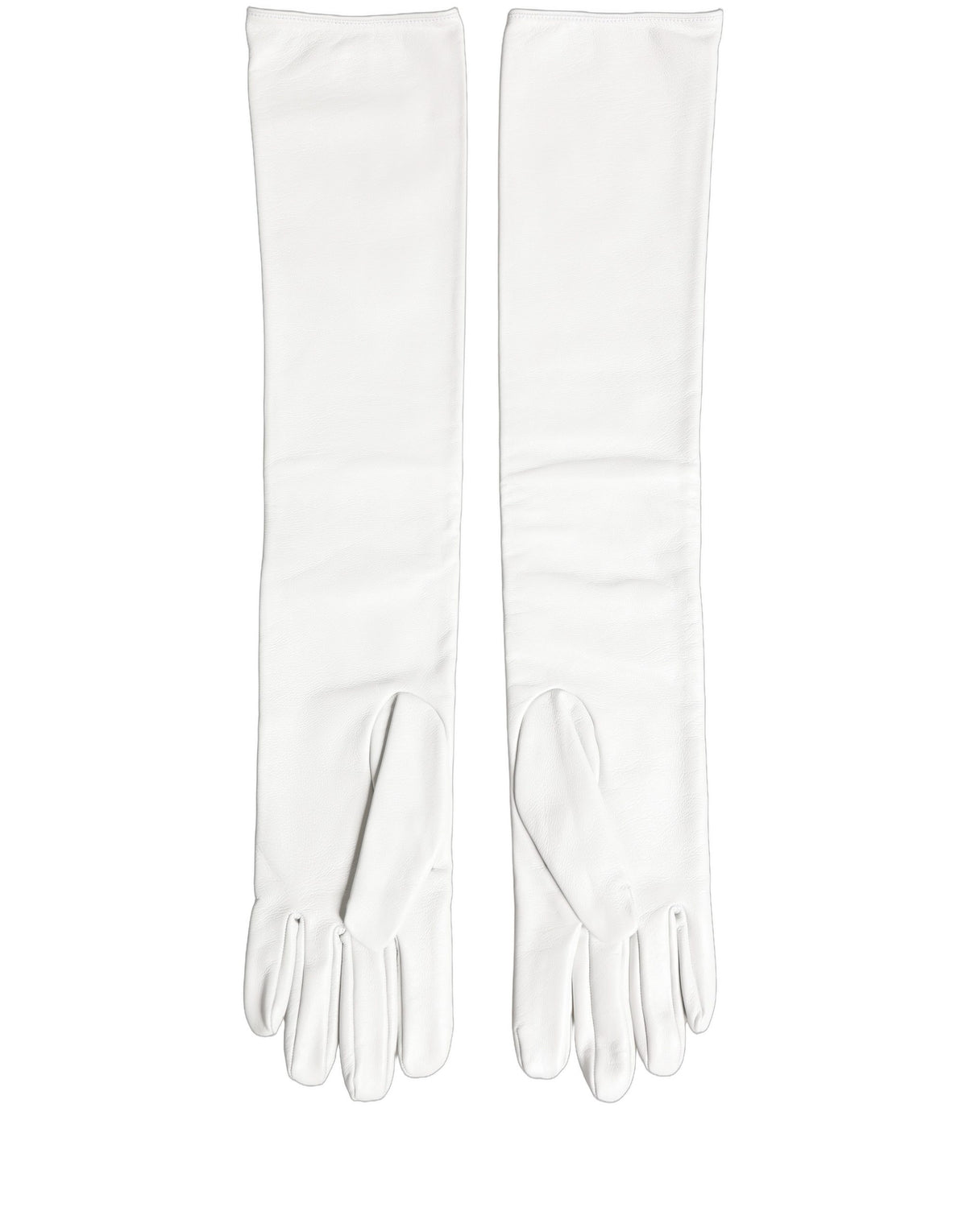 Dolce & Gabbana Dolce & Gabbana White Genuine Leather Embossed DG Logo Women's Gloves