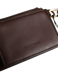 Dolce & Gabbana Dolce & Gabbana Brown Leather Logo Embossed Key Chain Coin Purse Women's Wallet