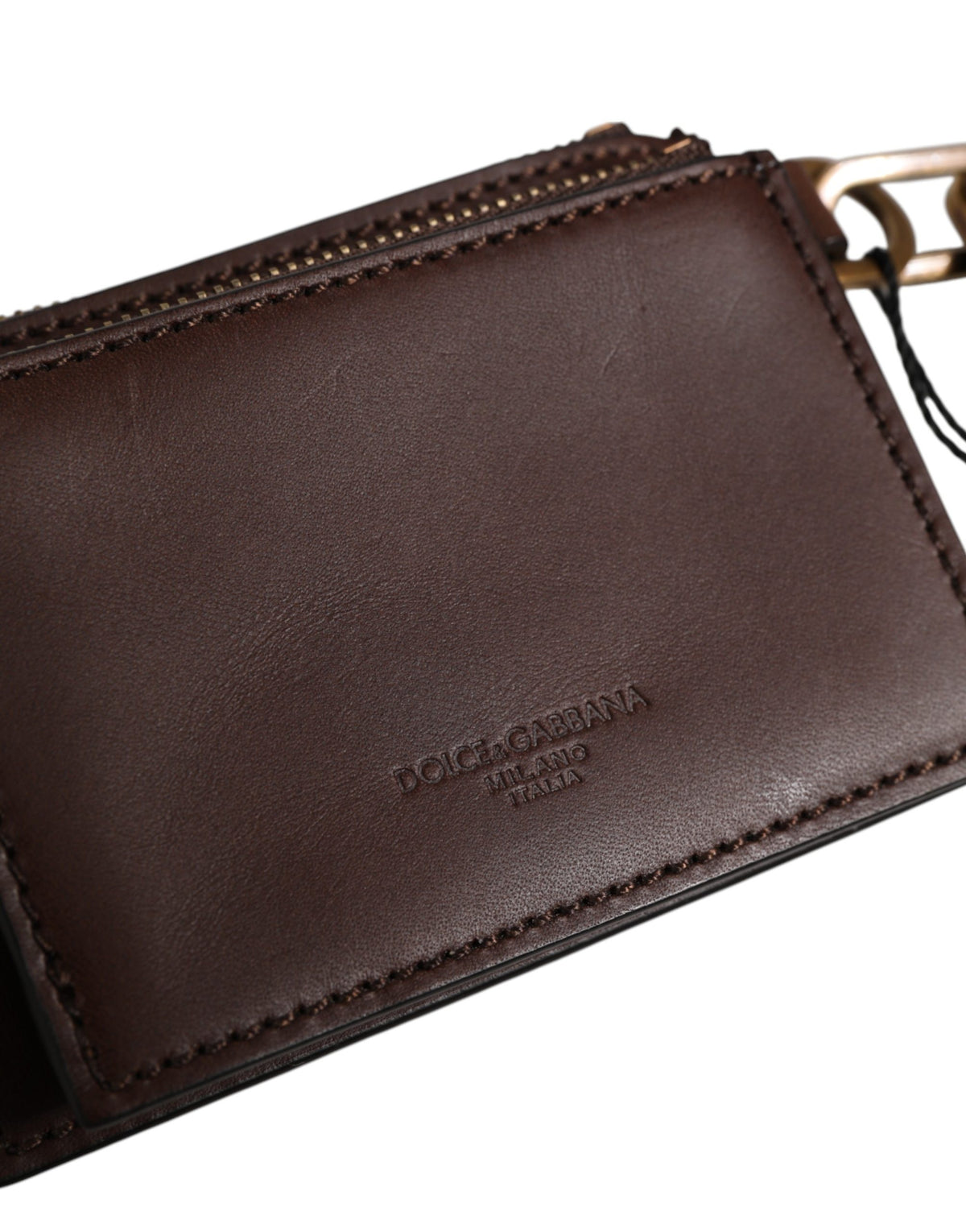 Dolce & Gabbana Dolce & Gabbana Brown Leather Logo Embossed Key Chain Coin Purse Women's Wallet