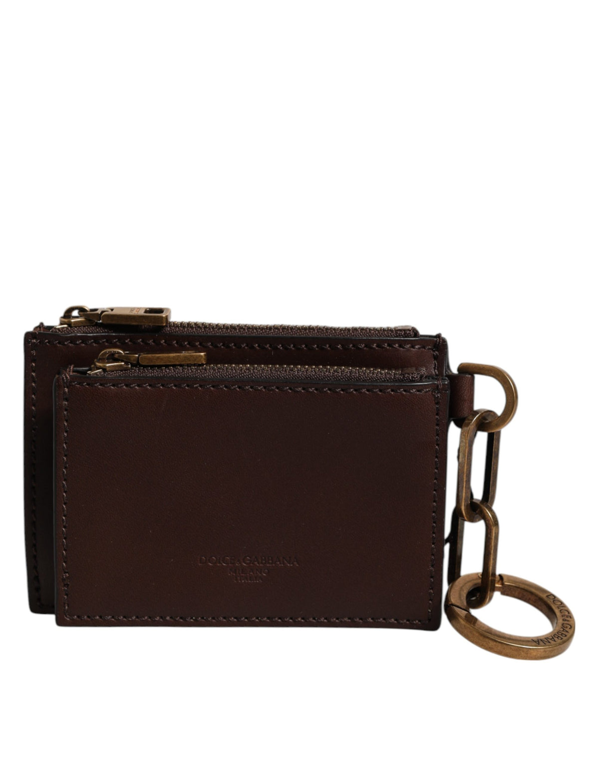 Dolce & Gabbana Dolce & Gabbana Brown Leather Logo Embossed Key Chain Coin Purse Women's Wallet