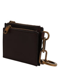 Dolce & Gabbana Dolce & Gabbana Brown Leather Logo Embossed Key Chain Coin Purse Women's Wallet