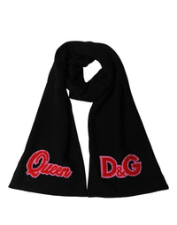 Dolce & Gabbana Dolce & Gabbana Black D&G Queen Cashmere Knitted Shawl Women's Scarf