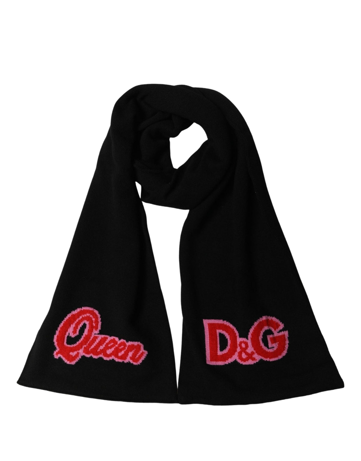 Dolce & Gabbana Dolce & Gabbana Black D&G Queen Cashmere Knitted Shawl Women's Scarf