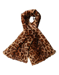 Dolce & Gabbana Dolce & Gabbana Brown Leopard Printed Goat Hair Shawl Women's Scarf