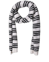 Dolce & Gabbana Dolce & Gabbana White Black Striped Skinny Neck Warmer Women's Scarf