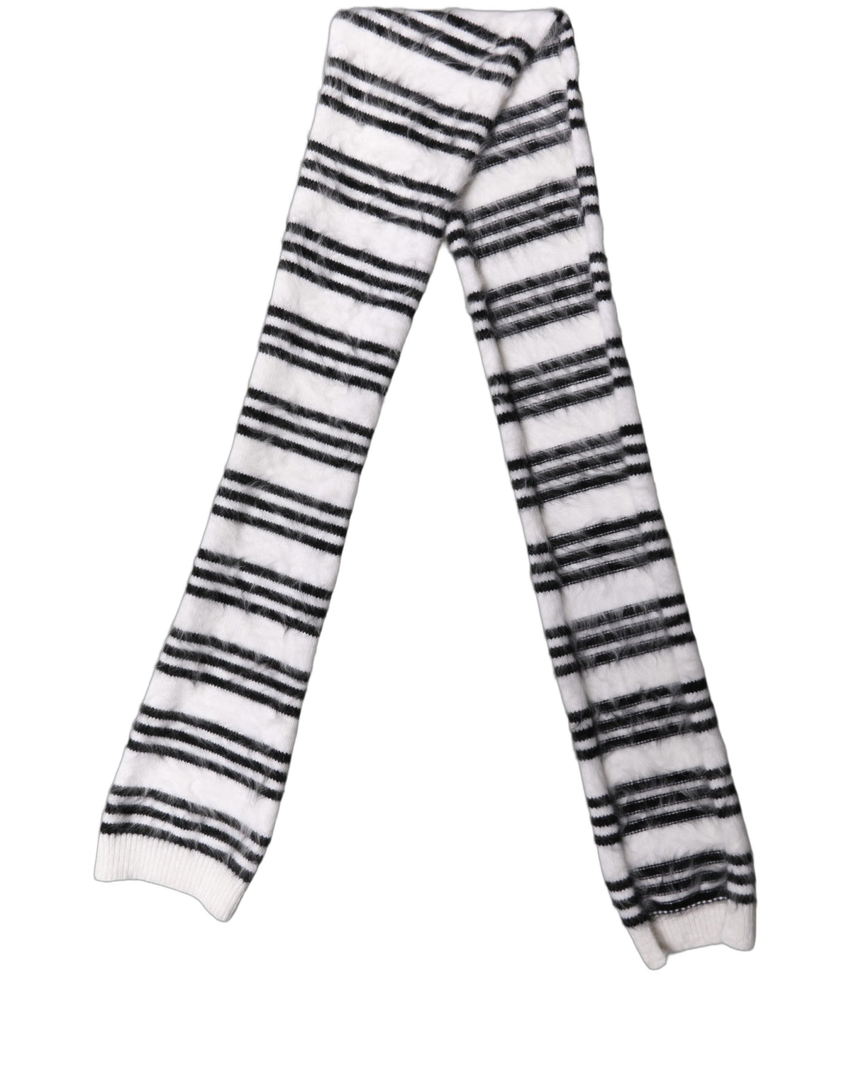 Dolce & Gabbana Dolce & Gabbana White Black Striped Skinny Neck Warmer Women's Scarf