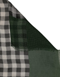 Dolce & Gabbana Green White Napoli Silk Gingham Shawl Women's Scarf