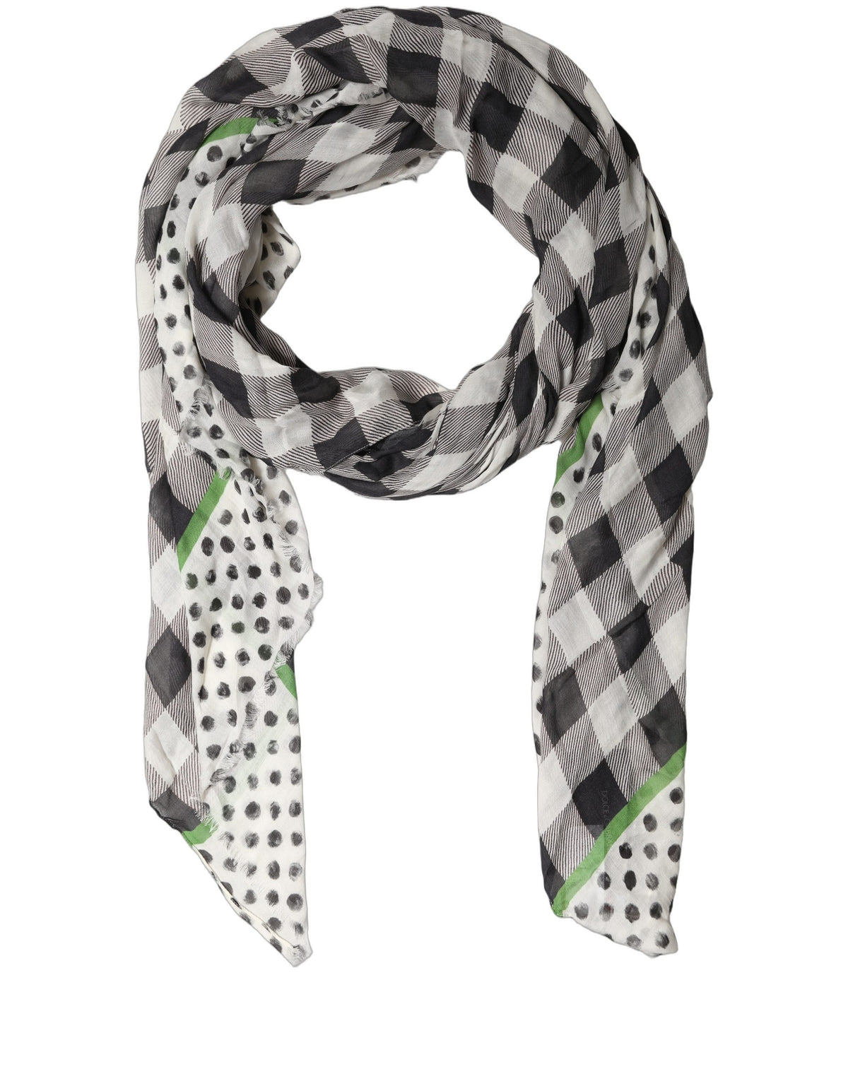 Dolce & Gabbana Dolce & Gabbana Black White Napoli Modal Check Shawl Women's Scarf