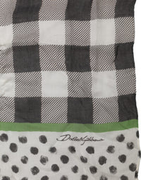 Dolce & Gabbana Dolce & Gabbana Black White Napoli Modal Check Shawl Women's Scarf