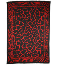 Dolce & Gabbana Dolce & Gabbana Black Red Printed Modal Neck Shawl Women's Scarf