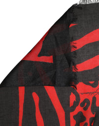 Dolce & Gabbana Dolce & Gabbana Black Red Printed Modal Neck Shawl Women's Scarf