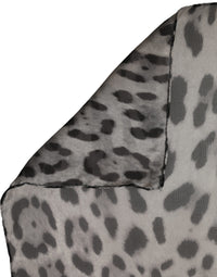 Dolce & Gabbana Dolce & Gabbana Gray Leopard Print Silk Square Foulard Women's Scarf